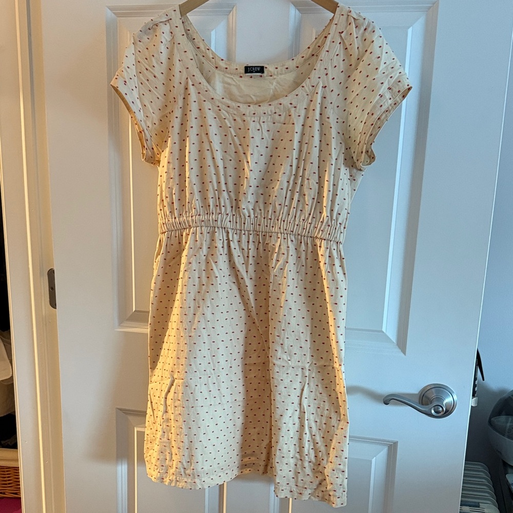 Vintage JCrew Cream Dress with Red Polka Dots